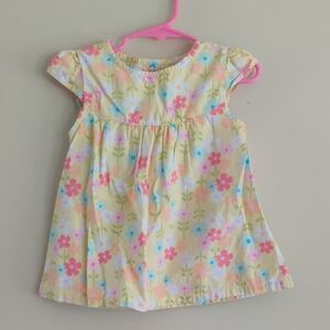 Gymboree Yellow Floral Cap-Sleeve Tunic with Pink & Blue Flowers